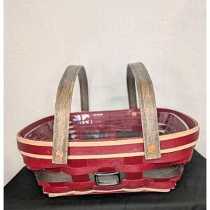 Longaberger SANTA BELLY Basket Red Black Silver Belt Made In USA
